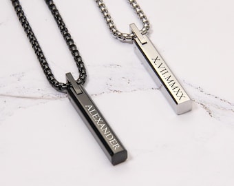 Collier bar personnalisé pour homme pendentif prénom gravé personnalisé bijoux colliers cadeaux pour lui papa petit ami cadeau pour papa mari