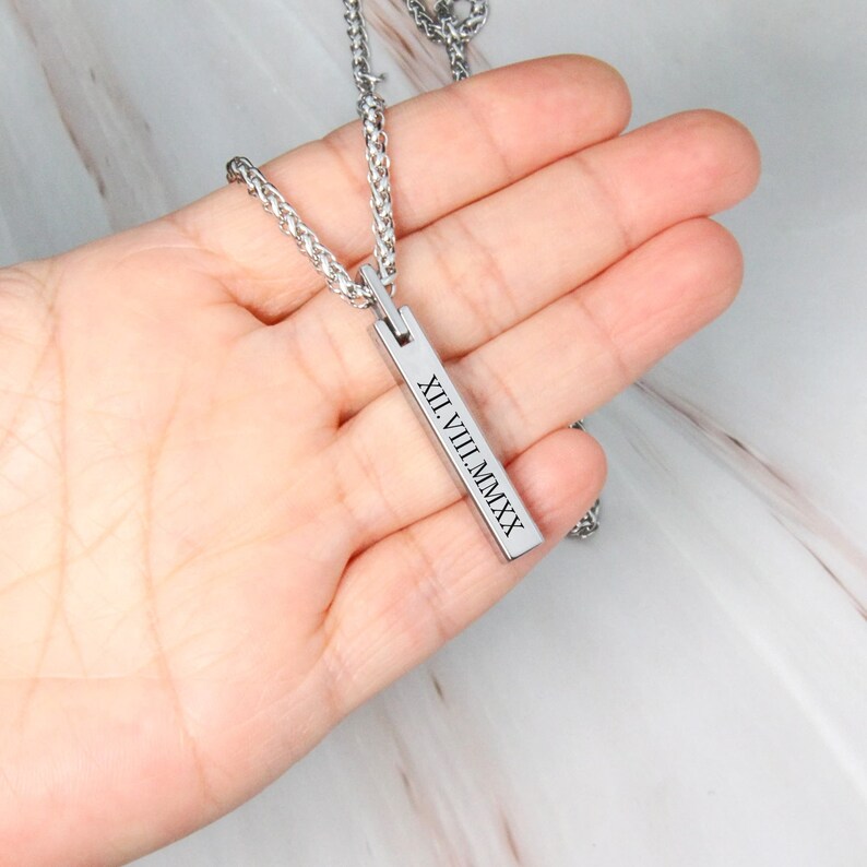 Custom Mens Necklace, Personalized Name Pendant Jewelry, Bar Necklaces