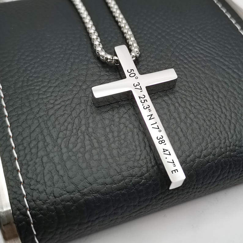 Cross Necklace, Men Necklace, Stainless Steel, Waterproof, Non Tarnish