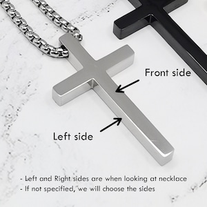 Personalized Cross Necklace Men Custom Engraved Mens Jewelry Cross Pendant Necklace Baptism Christian Bible Verse Gifts for Him image 9