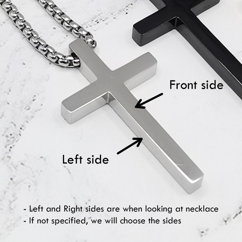 Personalized Cross Necklace Men Custom Engraved Mens Jewelry Cross Pendant Necklace Baptism Christian Bible Verse Gifts for Him image 9