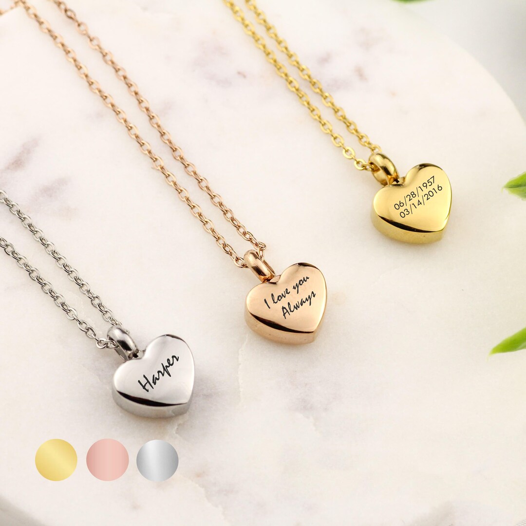 Personalized Cremation Urn Necklace for Human Ashes Heart Urn Pendant ...