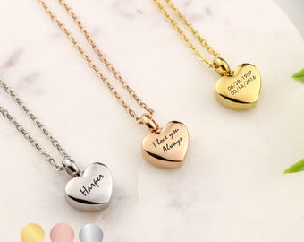 Personalized Cremation Urn Necklace for Human Ashes Heart Urn Pendant Necklace Cremation Memorial Jewelry Urn for Dog Ashes Pet Loss Gift