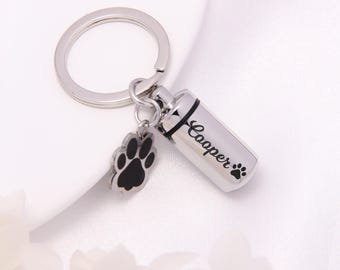 Urn Memorial Dog Paw Keychain for Dog/Cat Pets Ashes, Personalized Cremation Keyrings Urn, Dog Ashes Keepsake, Dog Ashes Keepsake