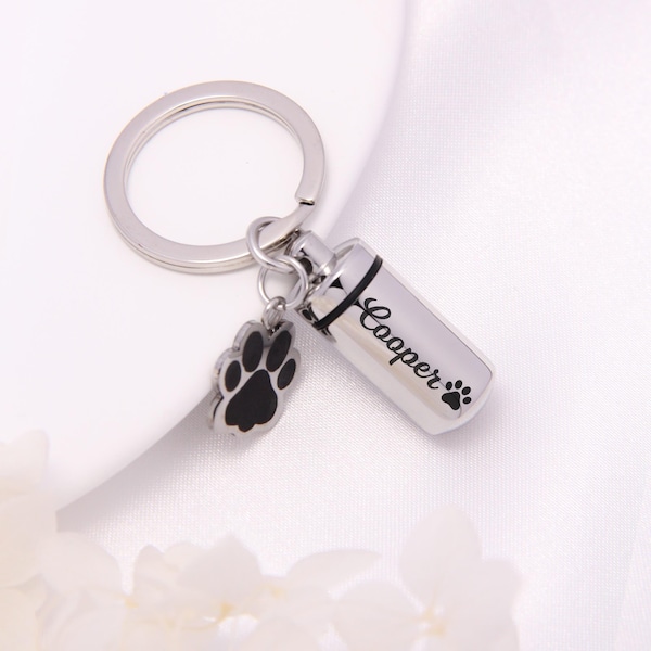 Urn Memorial Dog Paw Keychain for Dog/Cat Pets Ashes, Personalized Cremation Keyrings Urn, Dog Ashes Keepsake, Dog Ashes Keepsake