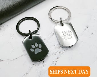 Custom Engraved Cremation Urn Keychain, Personalized Paw Print Urn Keychain for Dog/Cat Pets Ashes, Memorial Dog Ashes Keepsake