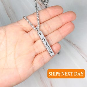 Collar de barra grabado personalizado para hombre, colgante con nombre personalizado, collares de regalo para él, regalo para papá, regalos de Navidad