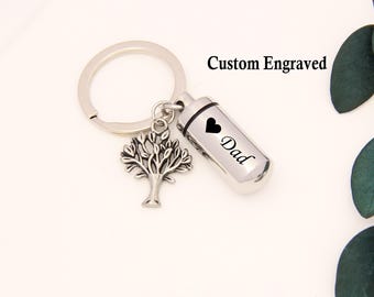 Cremation Keychain for Ashes, Personalized Cremation Urn Keychain, Loss of Father Gift, Memorial Gift Dad, Memorial Key Chain, Sympathy Gift