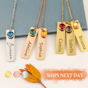 Collar personalizado de piedra de nacimiento con nombres Collar de piedra de nacimiento infantil para la abuela Collar de nombre múltiple Collar de graduación de regalo de mamá nueva