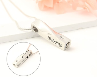 Custom Engraved Urn Necklace for Human Ashes, Birthstone Urn Pendant Necklace For Women Cremation Jewelry Urn For Dog Ashes Pet Loss Gift