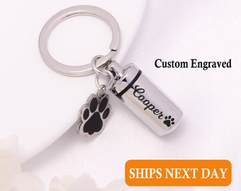 Urn Memorial Dog Paw Keychain for Dog/Cat Pets Ashes, Personalized Cremation Keyrings Urn, Dog Ashes Keepsake, Dog Ashes Keepsake