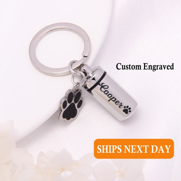 Urn Memorial Dog Paw Keychain for Dog/Cat Pets Ashes, Personalized Cremation Keyrings Urn, Dog Ashes Keepsake, Dog Ashes Keepsake