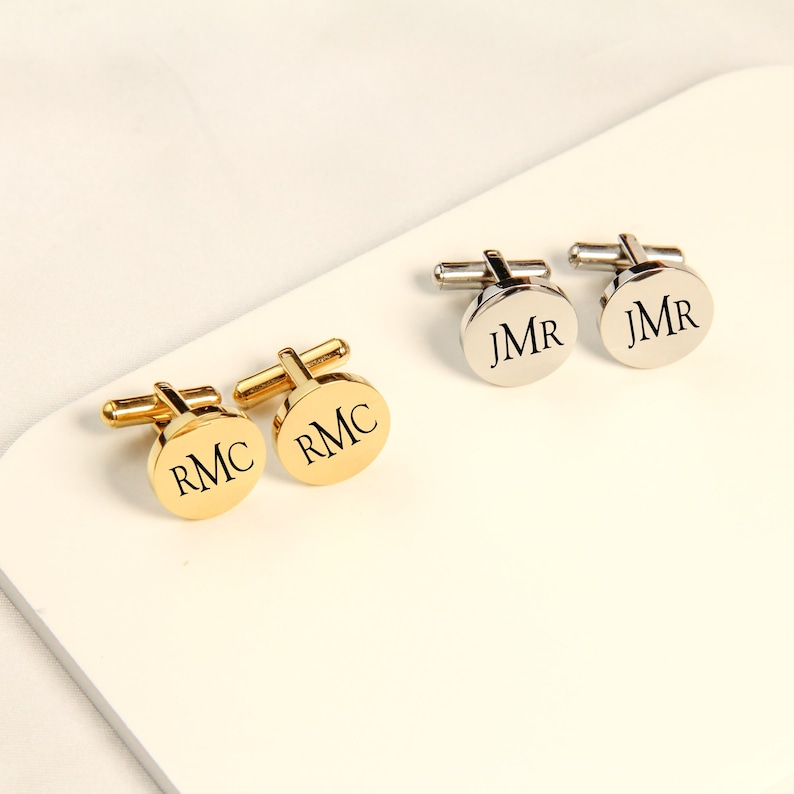 Personalized Cufflinks Groom Cuff Links Set Custom Engraved Groomsmen Gifts for Him Groomsman Gift Dad Best Man Father of the Bride image 5