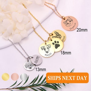 Personalized Dog Gift, Custom Engraved Pet Portrait, Christmas Gifts for Dog Mom, Pet Necklace, Memorial Gifts, Pet Loss Gift Pet Jewelry
