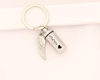 Custom Cremation Keychain for Human and Pet Ashes, Loss of mother Gift, Memorial Gift Mom, Memorial Key Chain, Sympathy Gift