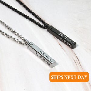 Collar de barra personalizado para hombre, colgante con nombre grabado personalizado, joyería, collares, regalos para él, papá, novio, regalo para papá y esposo.