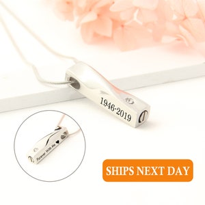 Benutzerdefinierte gravierte Urne Halskette für menschliche Asche, Birthstone Urne Anhänger Halskette für Frauen Feuerbestattung Schmuck Urne für Hund Asche Haustier Verlust Geschenk