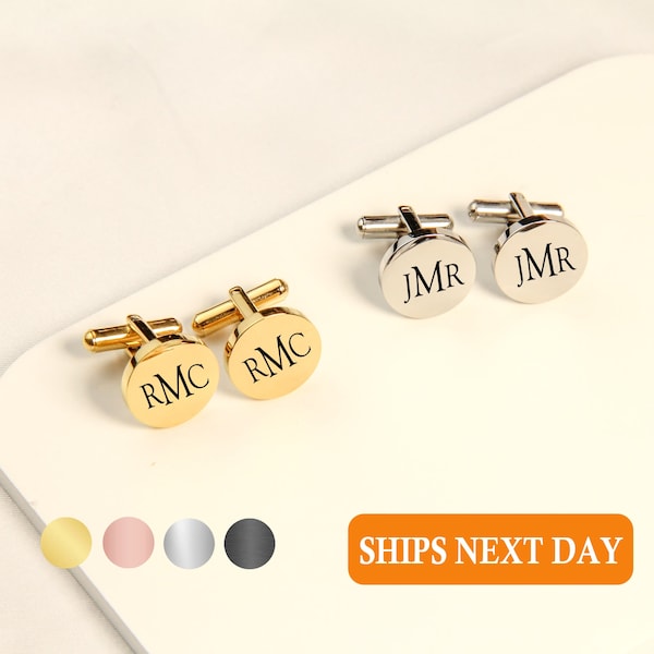 Cufflinks Personalized, Custom Engraved Cufflinks Stainless Steel, Monogram Tie Clip With Initial, Wedding Gift Idea