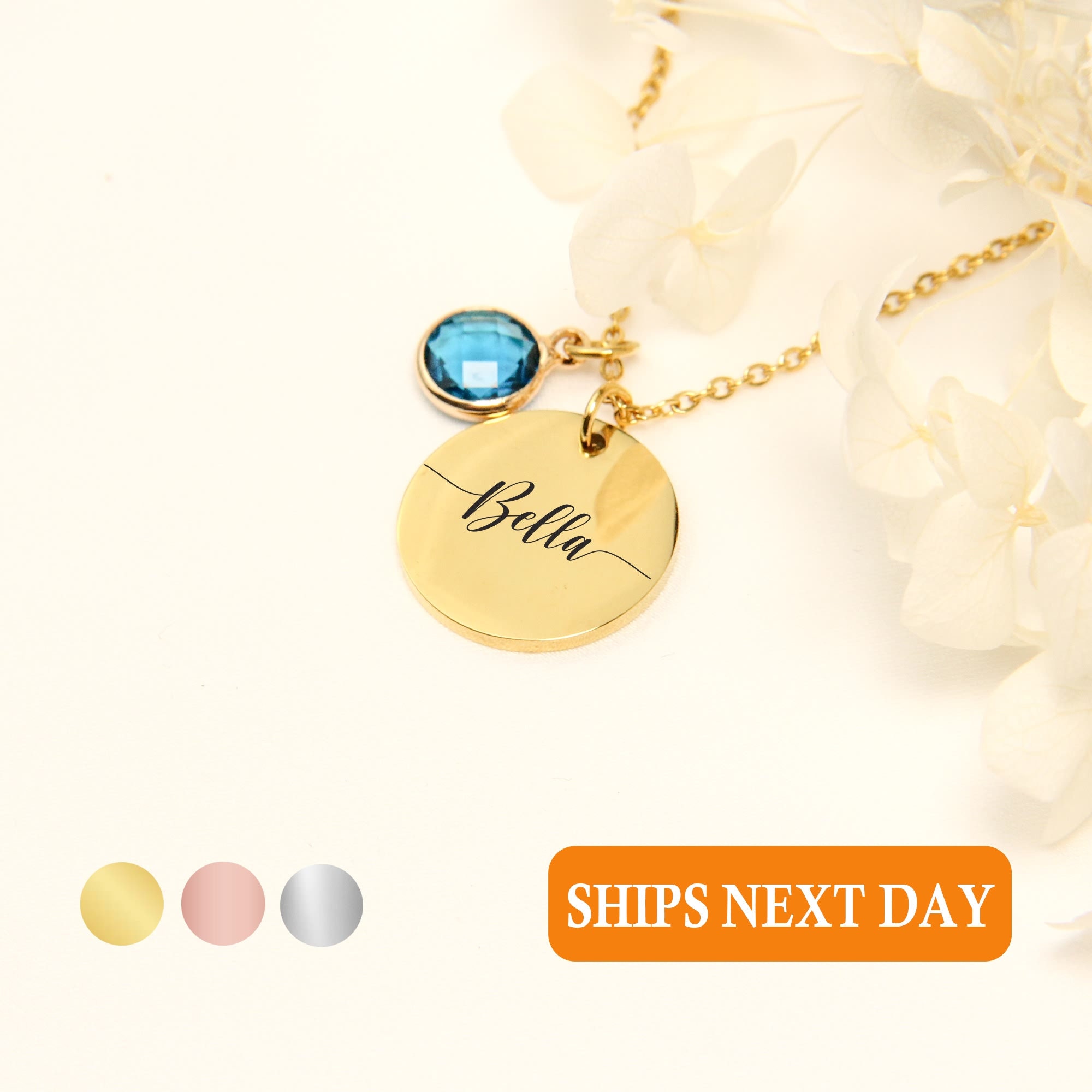 Personalized Birthstone Necklace for Women Best Holiday Gift Unique Christmas Jewelry Monogram Name Handmade Engraved Bridesmaid Jewelry
