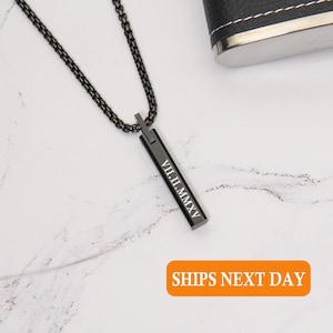 Collar personalizado para hombre, regalos de Navidad, caja de joyería con nombre grabado personalizado, collares de cadena, regalos para él, regalo para novio, papá y esposo.