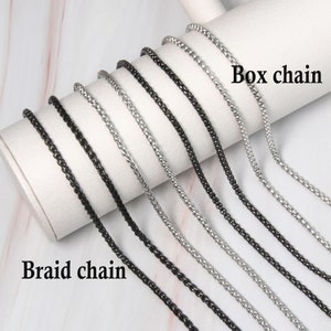 Corrente de caixa de 3 mm / colar de corrente trançada para homens ou mulheres / colar de corrente masculina / corrente simples para o dia a dia