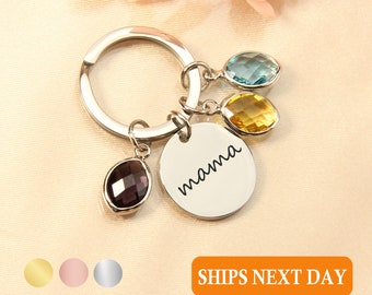 mama keychain with Birthstone keychain for mom Birthday gift mom gift personalized mothers day gift mom keychain for her