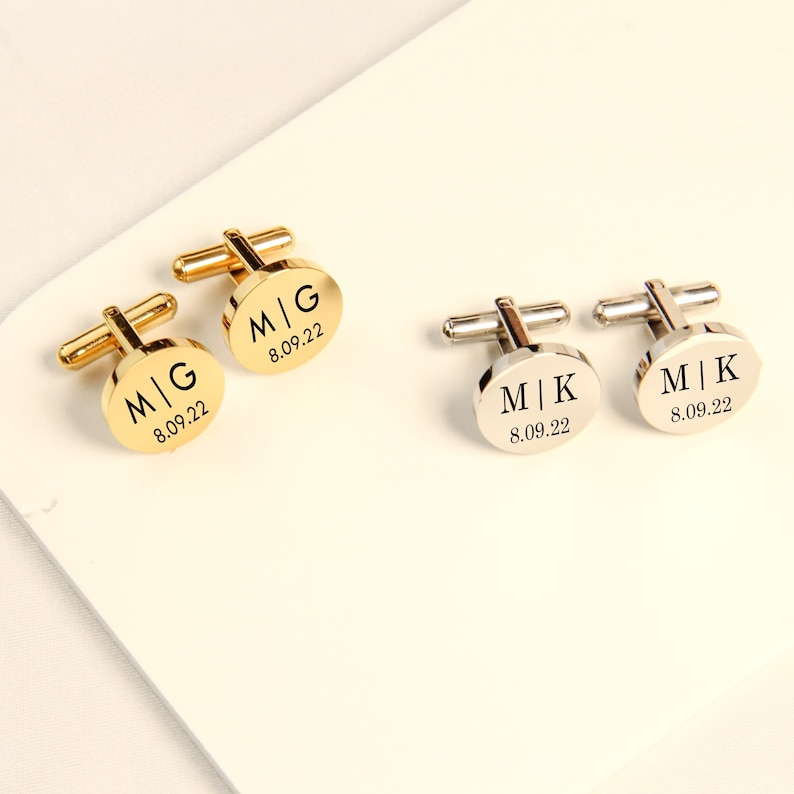 Personalized Cufflinks Groom Cuff Links Set Custom Engraved Groomsmen Gifts for Him Groomsman Gift Dad Best Man Father of the Bride image 4