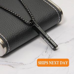 Colar com nome personalizado para homens, colar gravado para homens, pingente de colar com barra, colar personalizado, joias para homens, presente de Natal masculino