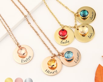 Personalized Birthstone Name Necklace Gold Name Necklace Gift for Mom Custom Birthstone Necklace Gift for Bridesmaid Gifts Mother's Day Gift