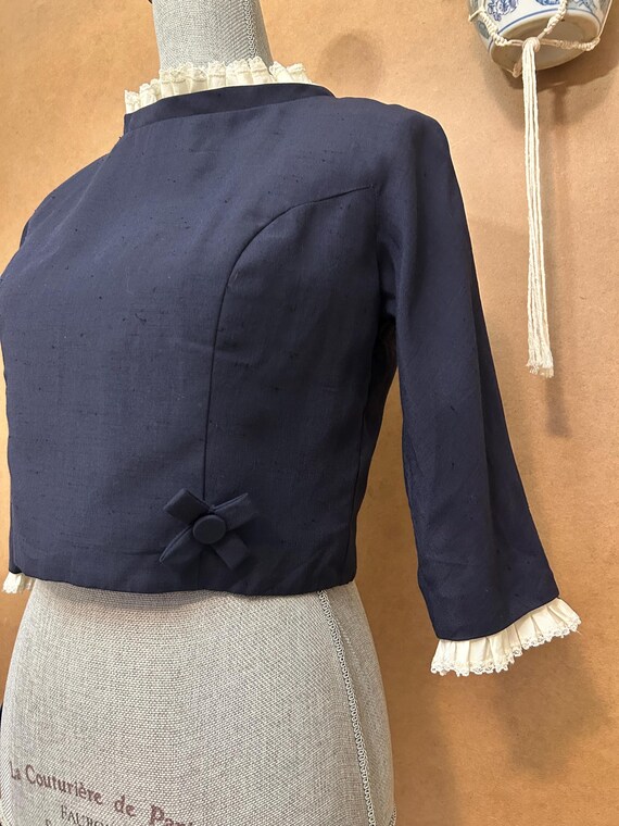 1950s Navy Back Buttoned Jacket / Medium / Vintag… - image 7