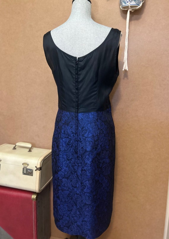 1950s Blue Damask 2pc Dress Set / Large-XL / Vint… - image 7
