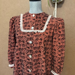 Vintage Prairie Night Dress / Medium / Busto fino a 39&quot; / Corduroy Paisley Tubino / Camicia da notte / Little House on the Prairie