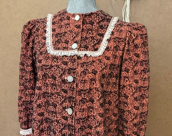 Abito tubino in velluto a coste con motivo Paisley vintage, stile prateria (M)