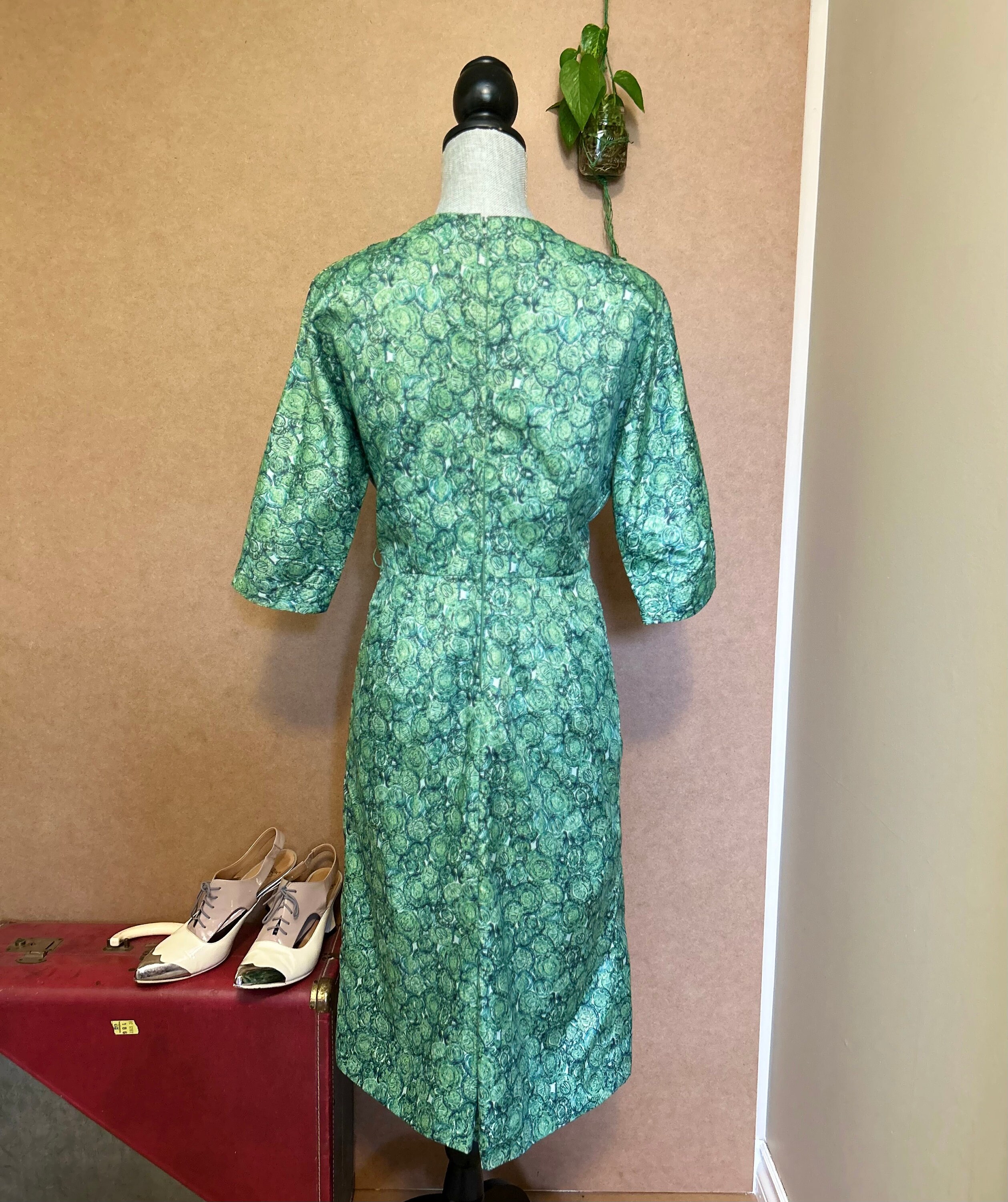 emerald green dress inspiration Lush Emerald Embroidered Dress L / Green