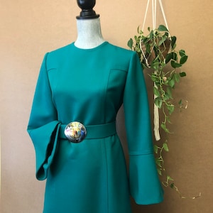 Vestido verde atómico de los años 60 / Cintura de 30&quot; / Mediano / Talla 8 / Jane Jetson / Archie 3000