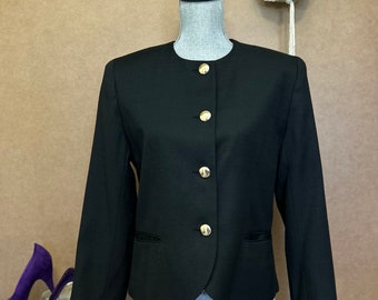 Blazer vintage Deadstock / Medium-Large / Veste des années 90 NWT / Manteau sport boutonné noir et laiton