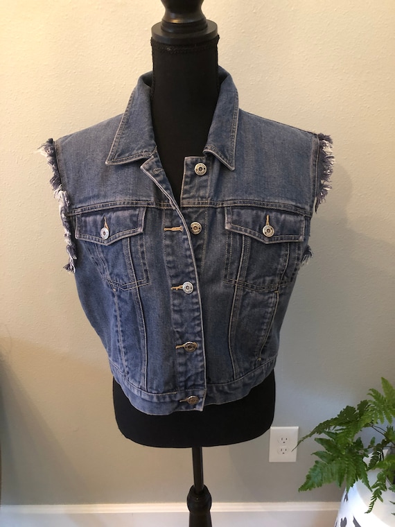 Vintage Upcycled Denim Cropped Vest