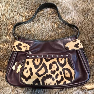 Italian Leather and Animal Print Calf Hair Handbag