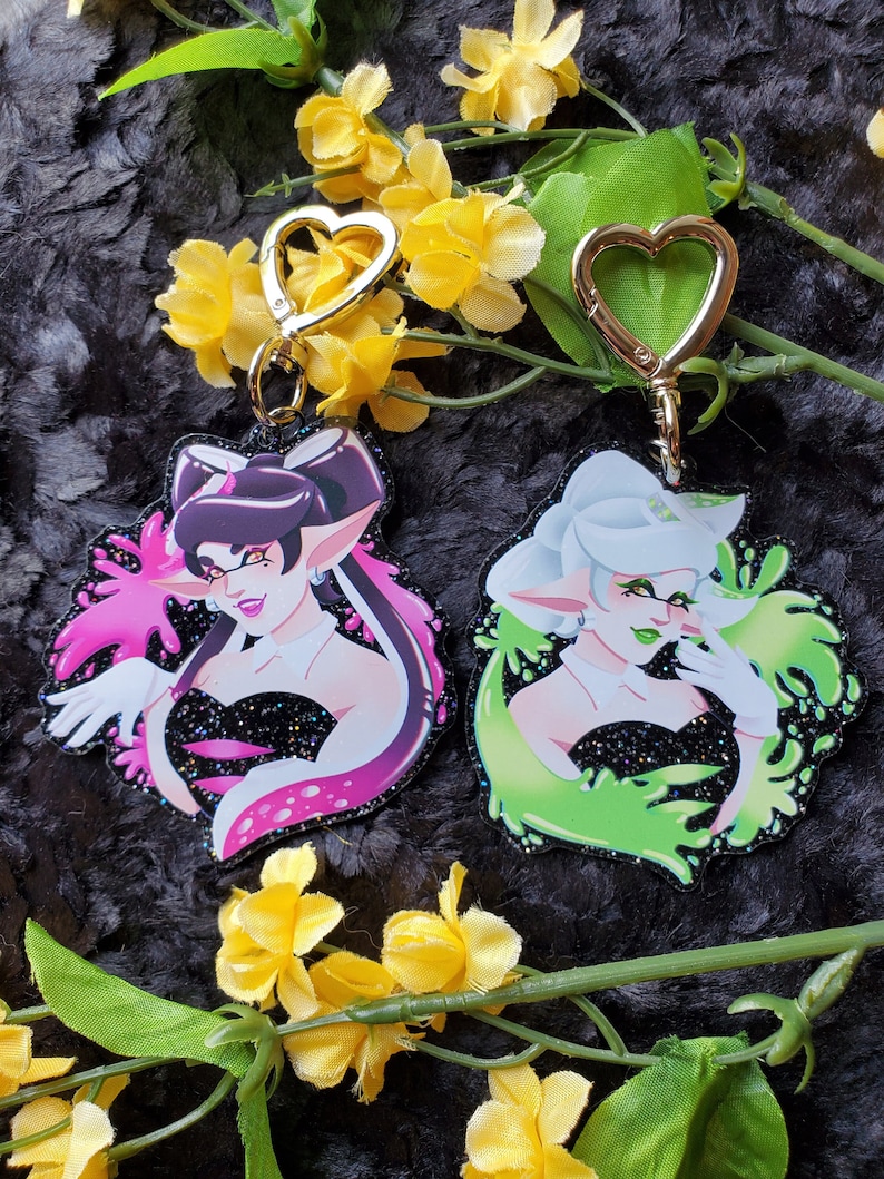Squid Sisters Callie & Marie Glitter Acrylic Charms - Etsy