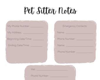 Ratten Sitter Notes - Ratten Sitter - Digitaler Download - Druckbarer Download - Haustier Sitter - Ratten Sitter Directions - Rattenpflege