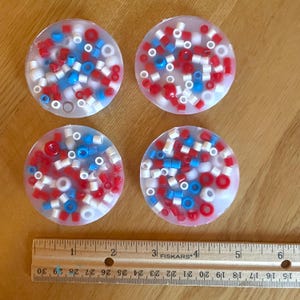 Set of 4 Patriotic Small Pocket Picky Pads Silicone Rubber Red White Blue Beads  Anxiety Relief Skin Picking ADHD Autism Neurodivergent