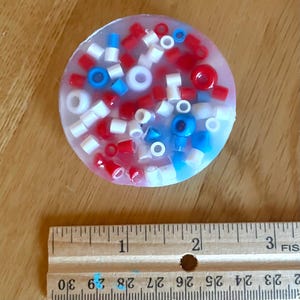Red White Blue Small Pocket Picky Pad Silicone Rubber  Beads  Patriotic Anxiety Relief Skin Picking ADHD Autism Neurodivergent Homemade