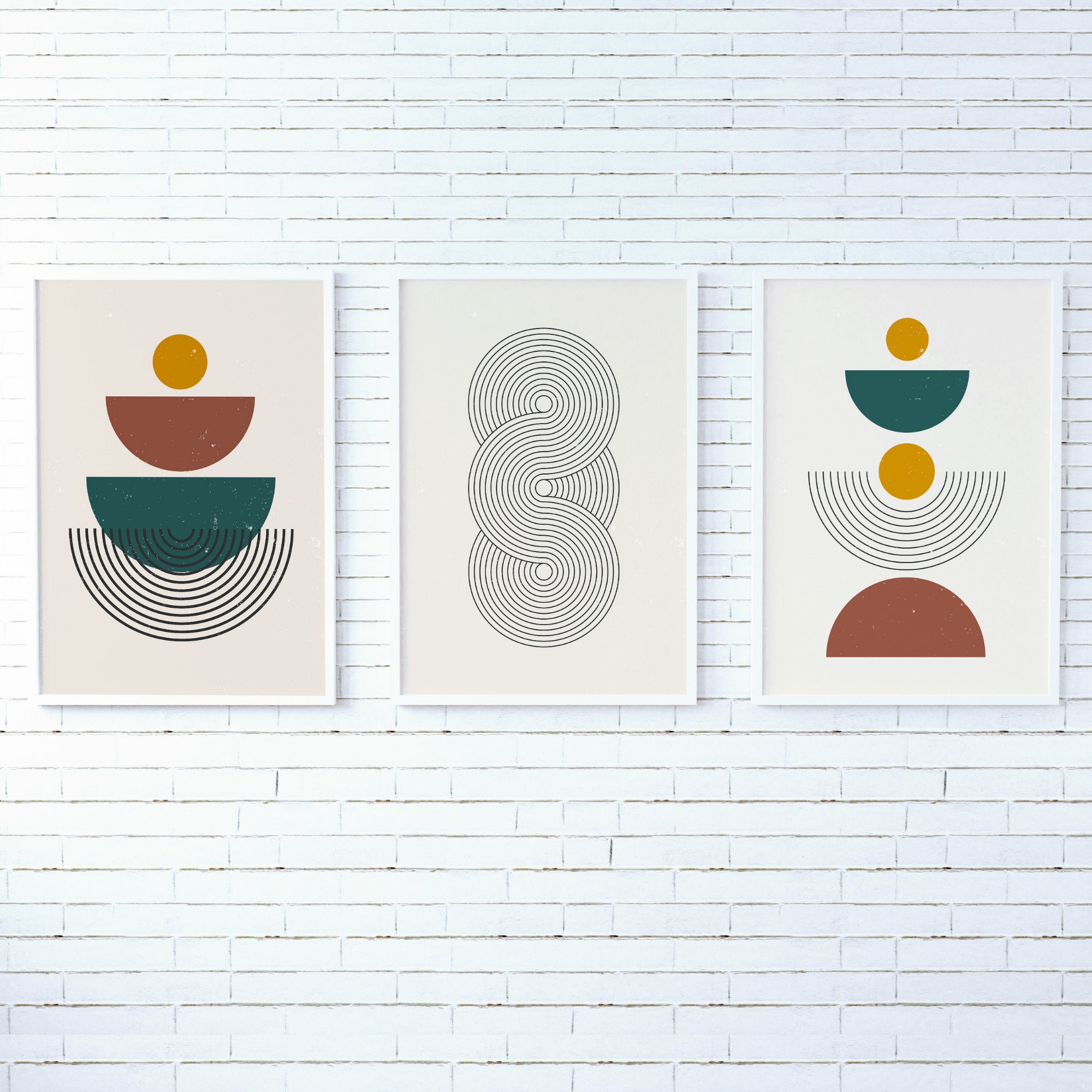 Mid Century Modern Printable Wall Art Set of 3, Neutral Abstract ...