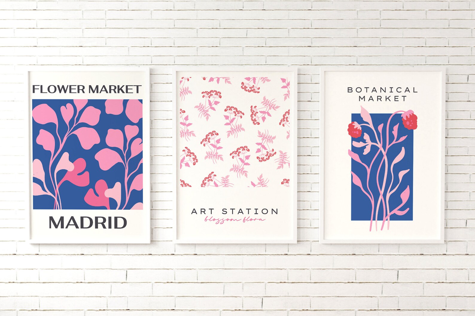 Floral Printable Wall Art Set of 3, Botanical Wall Art, Modern Colorful ...