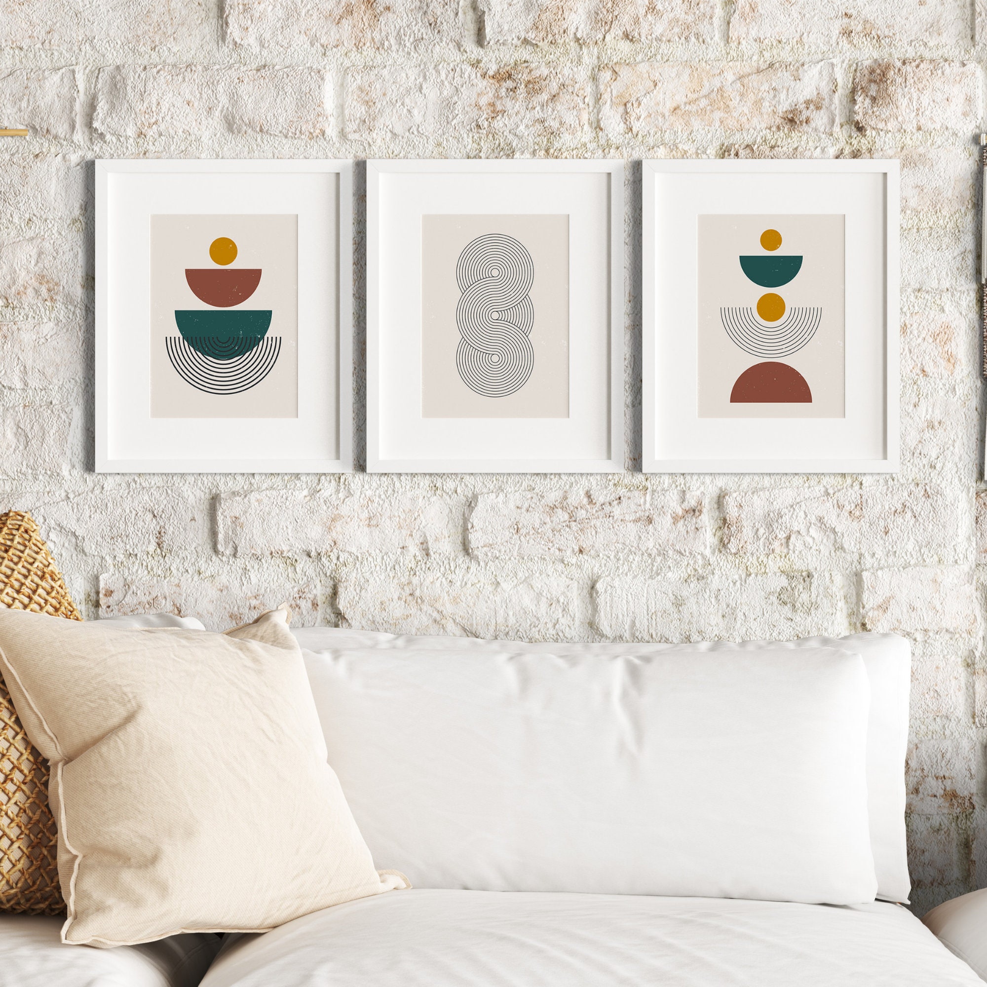 Mid Century Modern Printable Wall Art Set of 3, Neutral Abstract ...