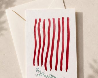 Handgemaakte aquarel Memorial Day/Flag Day/Fourth of July kaart en envelop