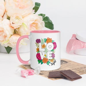 Love & Light - White Mug with Color Inside