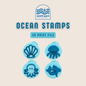 Ocean-Themed Stamps | Shell, Mermaid, Octopus & Jellyfish | 3D Printing Files |  Commercial Use