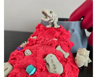 Dino Dig Volcano STL Files | 3D Printable Sensory Sandbox with Fossils & Gems | Digital Download | Commercial Use Included