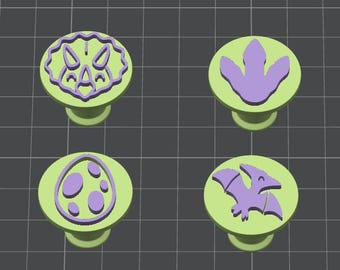Dinosaur-Themed Stamps | Sand, Play-Doh & Ink | 3D Printing File